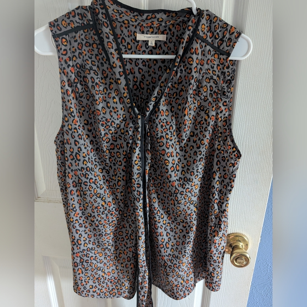 41 Hawthorn Leopard Print Sleeveless Blouse Size Large